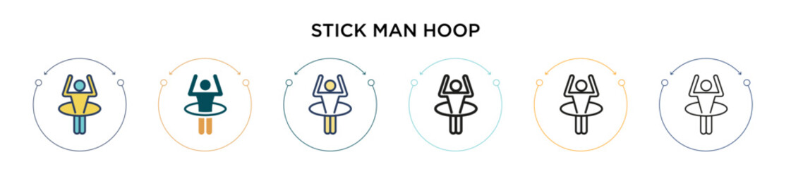 Stick man hoop icon in filled, thin line, outline and stroke style. Vector illustration of two colored and black stick man hoop vector icons designs can be used for mobile, ui, web - obrazy, fototapety, plakaty