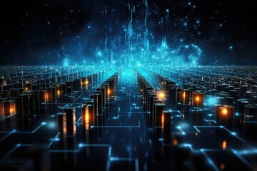 Obraz premium Cloud computing transfer big data on internet. futuristic digital technology .Generative AI