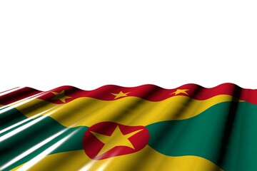 beautiful shining flag of Grenada with large folds lie at the bottom isolated on white - any feast flag 3d illustration..