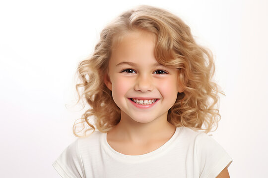 portrait of smiling young girl, ai generated