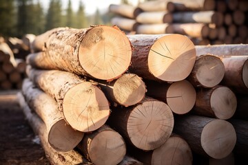Fototapeta premium Lumberjack Logs: Raw Beauty of the Forest