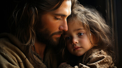 Jesus and child. Generative Ai