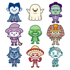 set of cartoon monsters