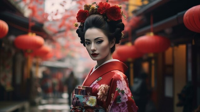 Japanese geisha woman
