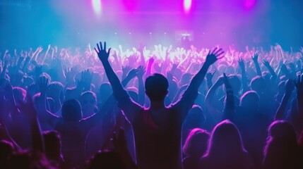 Obraz na płótnie Canvas crowd of people dancing at concert