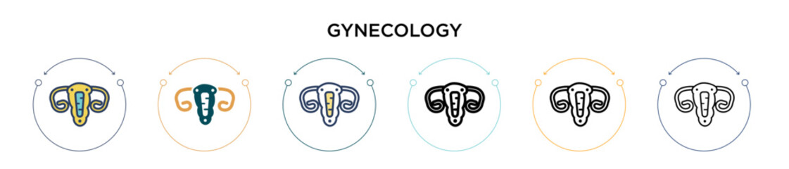 Obraz premium Gynecology icon in filled, thin line, outline and stroke style. Vector illustration of two colored and black gynecology vector icons designs can be used for mobile, ui, web