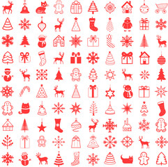 Christmas icons - Flat Isolated Single-colored Vector Icons