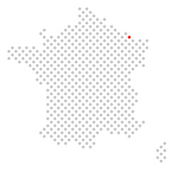 Metz in Frankreich: Karte aus grauen Punkten mit roter Markierung