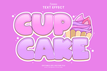decorative cute cupcake editable text effect vector design