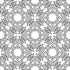 Vector pattern with symmetrical elements . Modern stylish abstract texture. Repeating geometric tiles from striped elements.Black and white pattern.