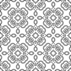 Vector pattern with symmetrical elements . Modern stylish abstract texture. Repeating geometric tiles from striped elements.Black and white pattern.