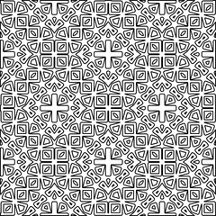 Vector pattern with symmetrical elements . Modern stylish abstract texture. Repeating geometric tiles from striped elements.Black and white pattern.
