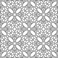 Vector pattern with symmetrical elements . Modern stylish abstract texture. Repeating geometric tiles from striped elements.Black and white pattern.