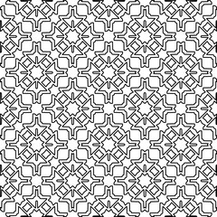 Vector pattern with symmetrical elements . Modern stylish abstract texture. Repeating geometric tiles from striped elements.Black and white pattern.