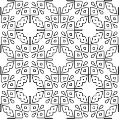 Vector pattern with symmetrical elements . Modern stylish abstract texture. Repeating geometric tiles from striped elements.Black and white pattern.