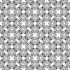 Vector pattern with symmetrical elements . Modern stylish abstract texture. Repeating geometric tiles from striped elements.Black and white pattern.