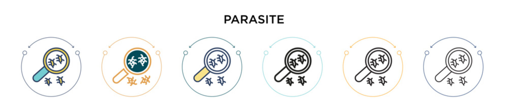 Parasite icon in filled, thin line, outline and stroke style. Vector illustration of two colored and black parasite vector icons designs can be used for mobile, ui, web