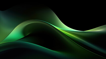 Green flowing waves on black background