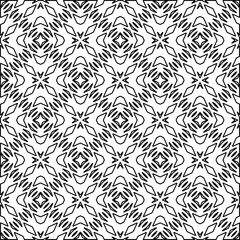 Vector pattern with symmetrical elements . Modern stylish abstract texture. Repeating geometric tiles from striped elements.Black and white pattern.