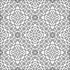 Vector pattern with symmetrical elements . Modern stylish abstract texture. Repeating geometric tiles from striped elements.Black and white pattern.