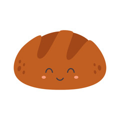cartoon vector illustration of funny rye bread isolated