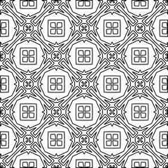 Vector pattern with symmetrical elements . Modern stylish abstract texture. Repeating geometric tiles from striped elements.Black and white pattern.