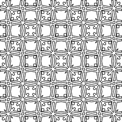 Vector pattern with symmetrical elements . Modern stylish abstract texture. Repeating geometric tiles from striped elements.Black and white pattern.