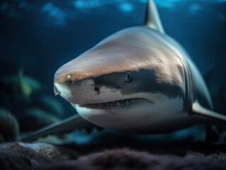 Obraz premium Shark portrait created with Generative AI technology