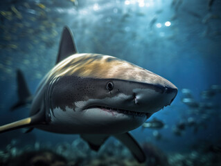 Naklejka premium Shark portrait created with Generative AI technology