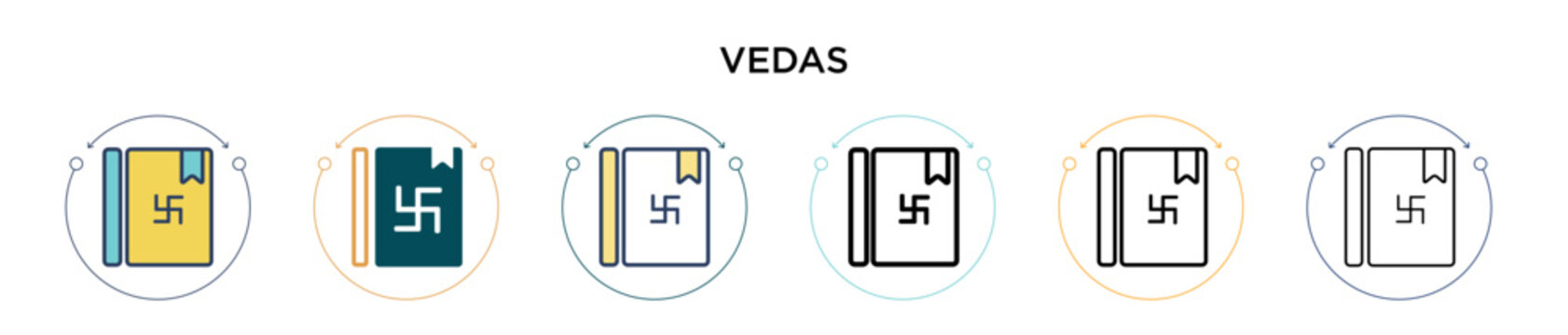 Vedas icon in filled, thin line, outline and stroke style. Vector illustration of two colored and black vedas vector icons designs can be used for mobile, ui, web