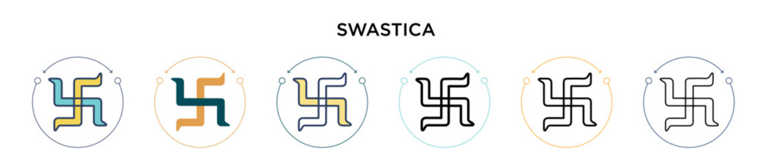 Swastica icon in filled, thin line, outline and stroke style. Vector illustration of two colored and black swastica vector icons designs can be used for mobile, ui, web - obrazy, fototapety, plakaty