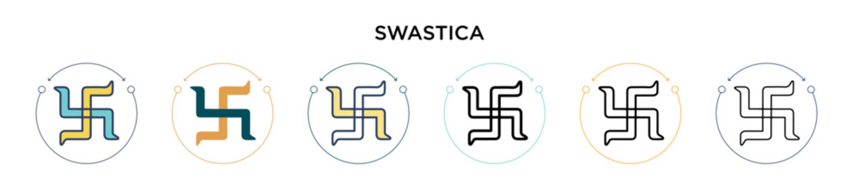 Swastica icon in filled, thin line, outline and stroke style. Vector illustration of two colored and black swastica vector icons designs can be used for mobile, ui, web