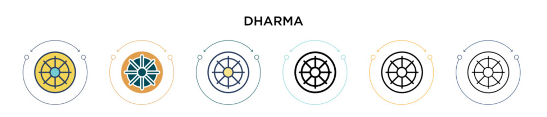 Dharma icon in filled, thin line, outline and stroke style. Vector illustration of two colored and black dharma vector icons designs can be used for mobile, ui, web