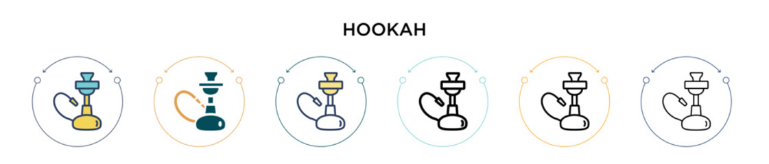 Hookah icon in filled, thin line, outline and stroke style. Vector illustration of two colored and black hookah vector icons designs can be used for mobile, ui, web