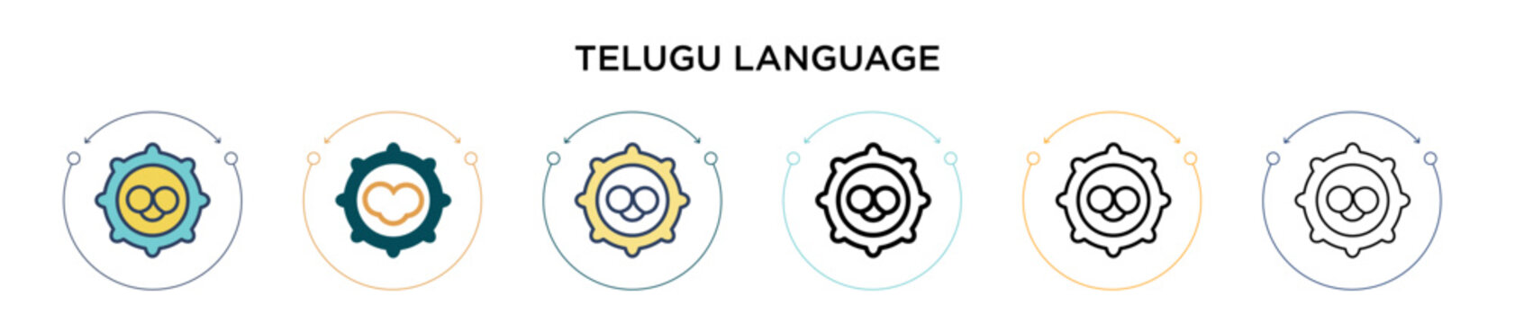 Telugu language icon in filled, thin line, outline and stroke style. Vector illustration of two colored and black telugu language vector icons designs can be used for mobile, ui, web