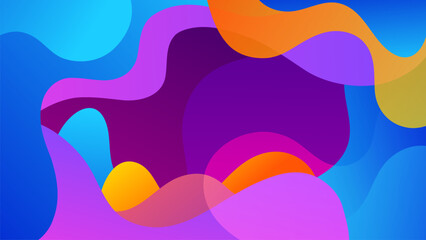 Abstract flowing liquid shapes background. Dynamic colored waves. Vibrant color gradient. Vector illustration.