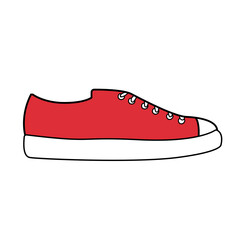 Red Sneaker Design Side View Shoes Pair Collection