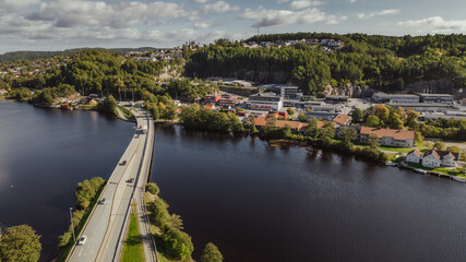 Obraz premium view of the river and the city