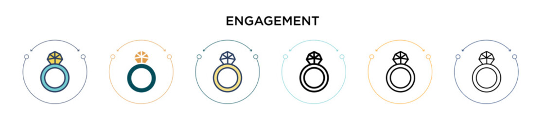 Engagement icon in filled, thin line, outline and stroke style. Vector illustration of two colored and black engagement vector icons designs can be used for mobile, ui, web