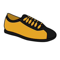Yellow Sneaker Design Side View Shoes Pair Collection	