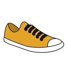 Yellow Sneaker Design Side View Shoes Pair Collection	
