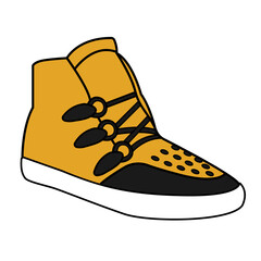 Yellow Sneaker Design Side View Shoes Pair Collection	
