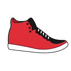 Red Sneaker Design Side View Shoes Pair Collection	