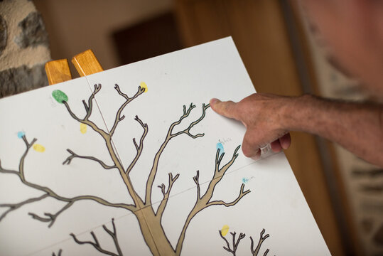 Arbres &agrave; empreintes sur toile, mariage
