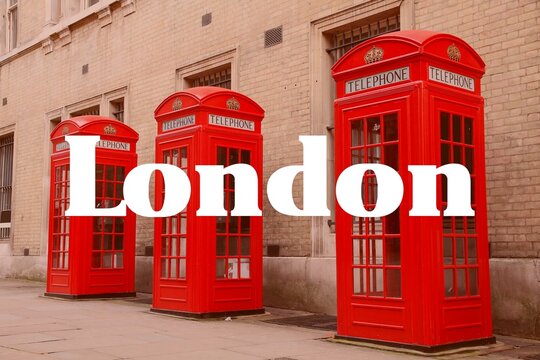 London, UK city name typography postcard