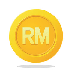 Gold coin with Malaysian Ringgit currency sign. Financial element items. Currency symbol vector illustration.