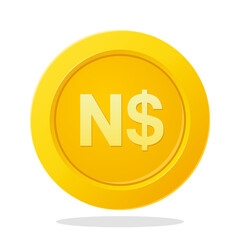Gold coin with Namibian dollar currency sign. Financial element items. Currency symbol vector illustration.