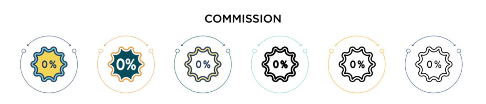 Commission icon in filled, thin line, outline and stroke style. Vector illustration of two colored and black commission vector icons designs can be used for mobile, ui, web