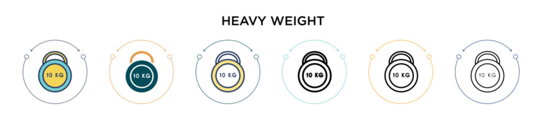 Heavy weight icon in filled, thin line, outline and stroke style. Vector illustration of two colored and black heavy weight vector icons designs can be used for mobile, ui, web