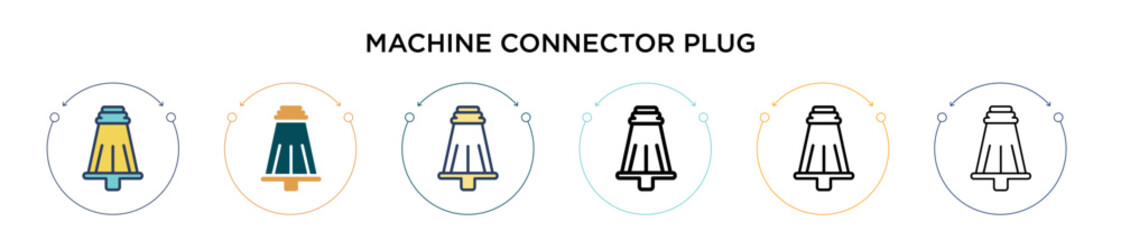 Machine connector plug icon in filled, thin line, outline and stroke style. Vector illustration of two colored and black machine connector plug vector icons designs can be used for mobile, ui, web